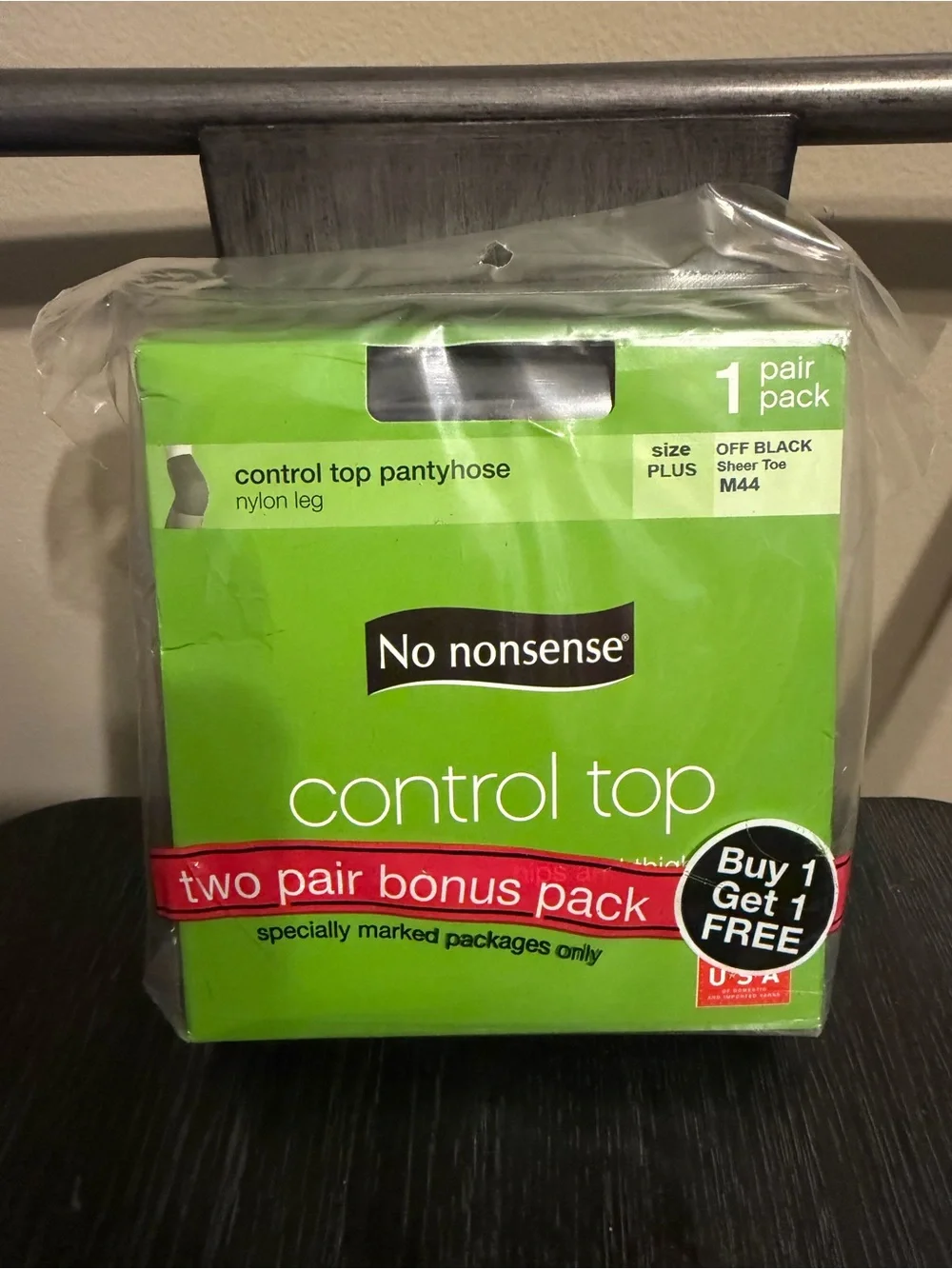 Vintage No Nonsense 2 Pair Bonus Pack Pantyhose Plus M44 NOS